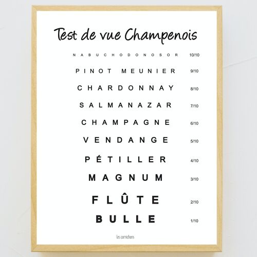 Test de Vue Champenois - affiche encadrée 30x40cm - humour - cadeau