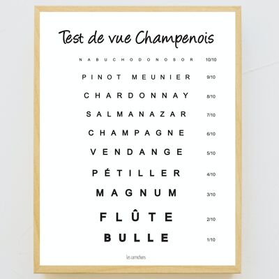 Test de Vue Champenois - affiche encadrée 30x40cm - humour - cadeau