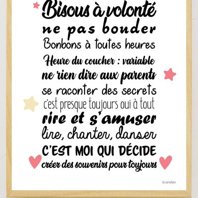 Poster the rules at Grandpa and Grandma framed 30x40 - Made in France - Grandmother's Day