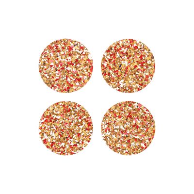 Speckled Round Cork Coasters Set of 4 - Red