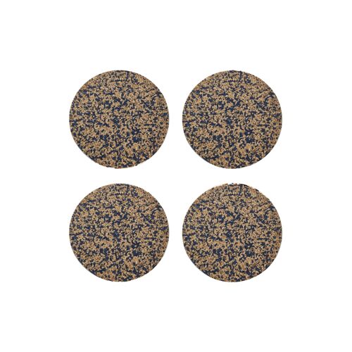 Speckled Round Cork Coasters Set of 4 - Navy