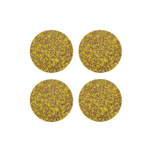 Speckled Round Cork Coasters Set of 4 - Yellow