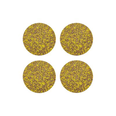 Gesprenkelte runde Kork-Untersetzer, 4er-Set – Gelb