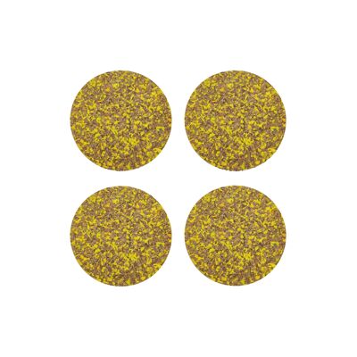 Speckled Round Cork Coasters Set of 4 - Yellow