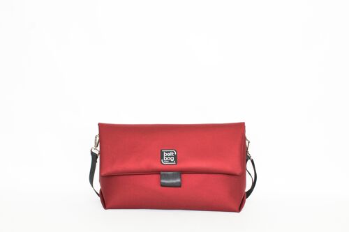 Borsa tracolla FLAP BG rosso bordeaux satin