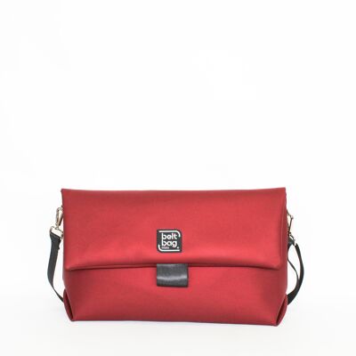 Borsa tracolla FLAP BG rosso bordeaux satin