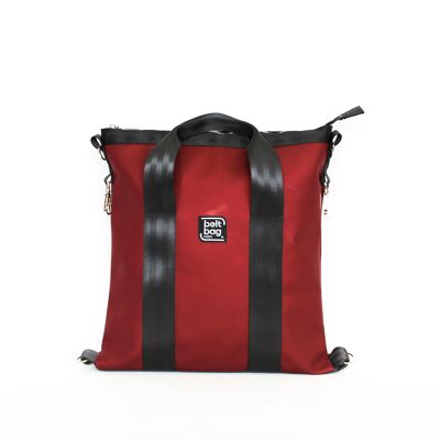SMART MEDIUM red bordeaux satin backpack bag