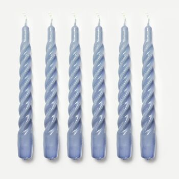 Bougies torsadées brillantes bleu poudre (paquet de 6) 2