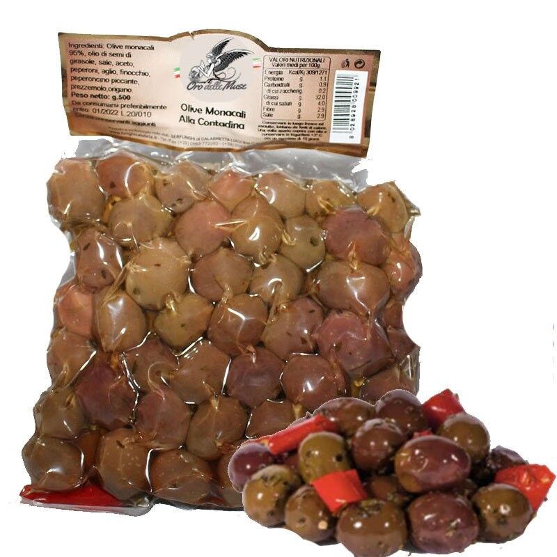 Aceituna monje alla Contadine Calabrese receta en bolsa envasada al vacío