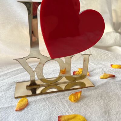 I LOVE YOU Ornament, Heart Ornament, Love Home Decor, Office Decor, Valentines Day Gift, Made from Plexiglass.