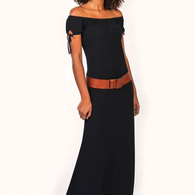 Myrtille long dress with bardot collar