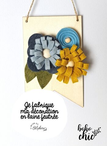 Kit créatif : Je fabrique mon Fanion Fleuri [Bleu]- Collection Boho Chic 1