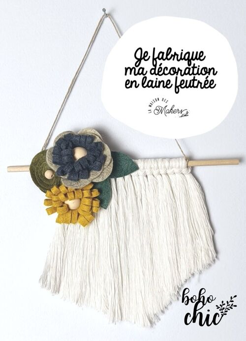 Kit créatif : Je fabrique mon Macramé Fleuri [Bleu]- Collection Boho Chic