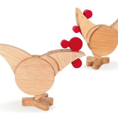 Chicok, gallo gallina giocattolo in legno