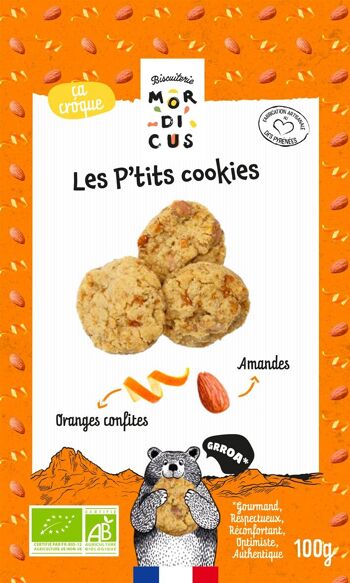 GAMME BIO - BISCUITS SUCRÉS - Cookie oranges confites & amandes - SACHET STAND UP 2
