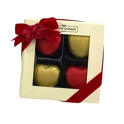 Assorted Chocolate Hearts in Gift Box, 4 pieces Valentine