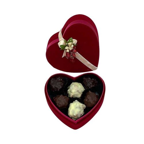 Assorted Roche Chocolate In A Luxury Velvet Heart Gift Box, 6 pieces Valentine