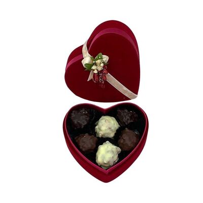 Cioccolatini Roche assortiti in una lussuosa confezione regalo a forma di cuore in velluto, 6 pezzi per San Valentino
