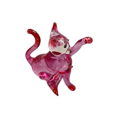 Sculpture En Verre Soufflé, Chat Qui Joue