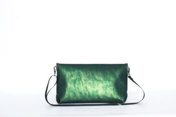 Sac porté épaule FLAP BG vert chiné doré 3