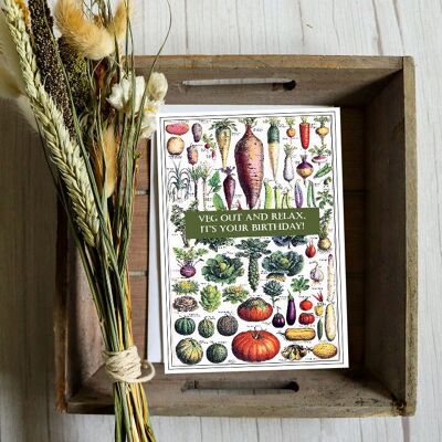 Carte de graines d'anniversaire de légumes vintage - cadeau de graines de carotte