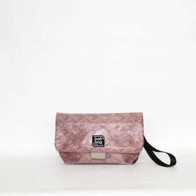 Shoulder bag FLAP MD pink floral black