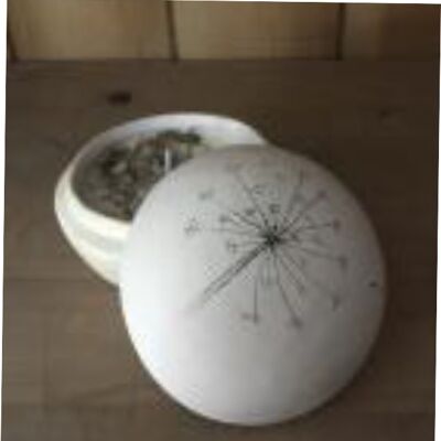 Un pot de bougie de conception de tête de graine de vent d'horloge de pissenlit de jardin