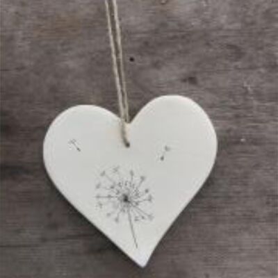 Botanical Seedhead Dandelion Clock Design Hanging Heart