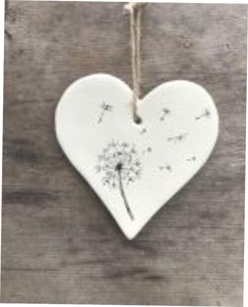 Botanical Seedhead Dandelion Clock Wind Design Hanging Heart