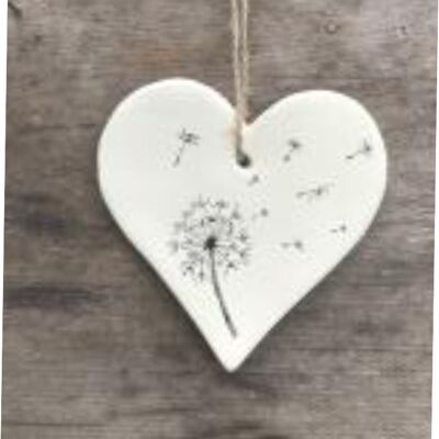 Botanical Seedhead Dandelion Clock Wind Design Hanging Heart