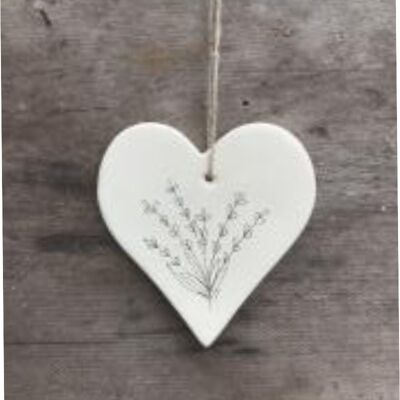 Botanical Seedhead Lavender Design Hanging Heart