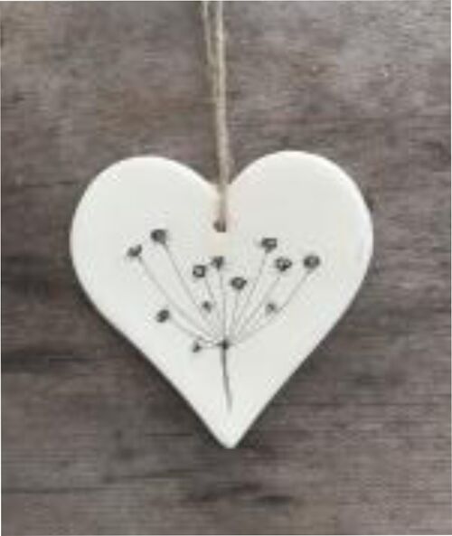 Botanical Seedhead Allium Design Hanging Heart