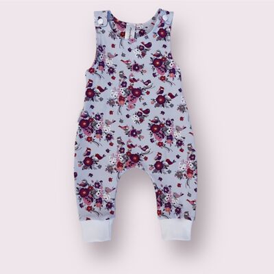 Barboteuse bébé Fleurs printanières Taille 50/56-68 Fait main