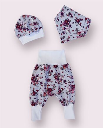 Pantalon bébé fleurs printanières taille 50/56-86/92 Fait main 2