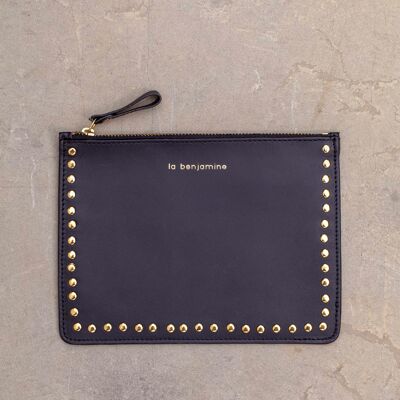 Grande pochette cuir 30 Noir rivets