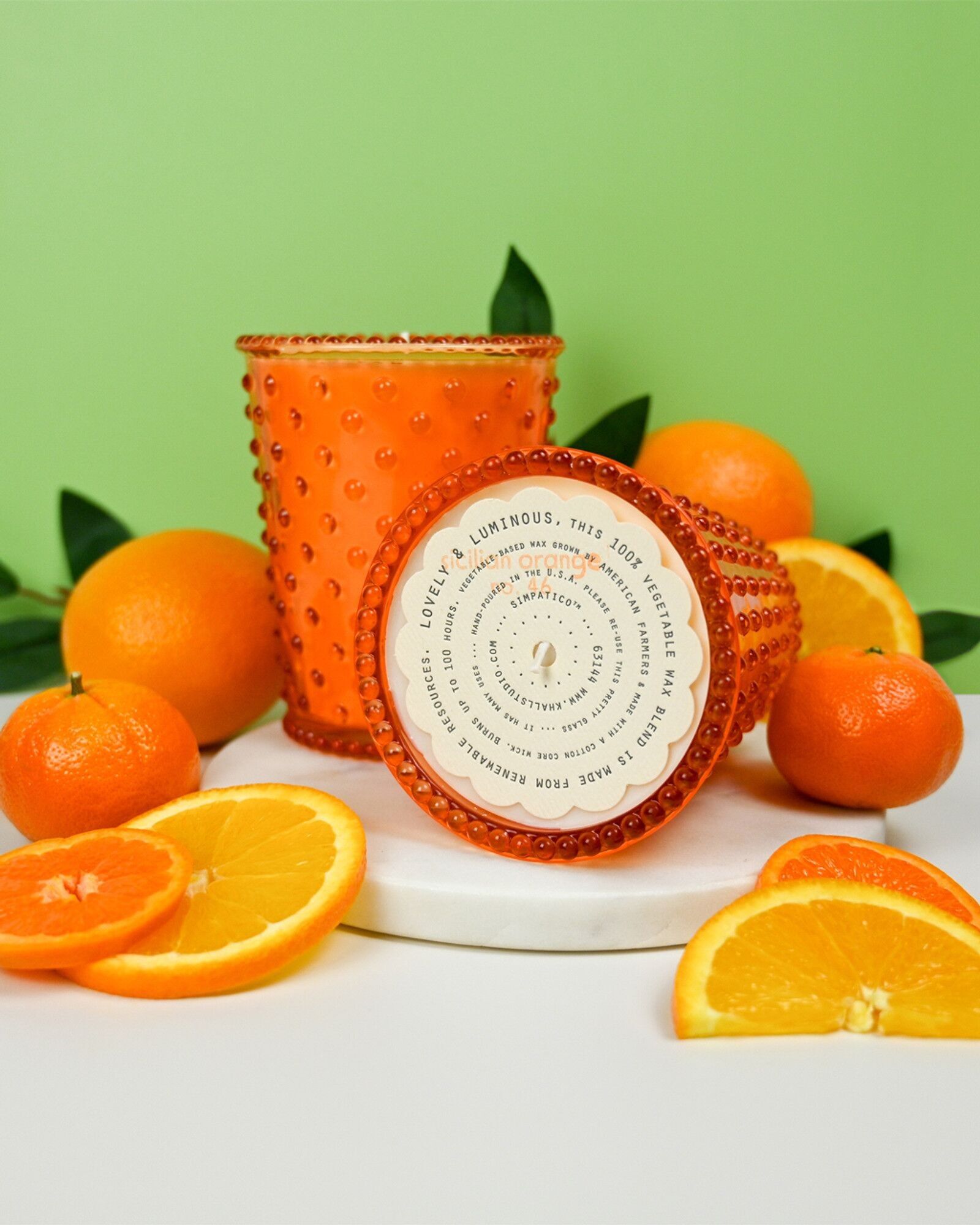 Simpatico Hobnail Glass Candle #46 Sicilian Orange