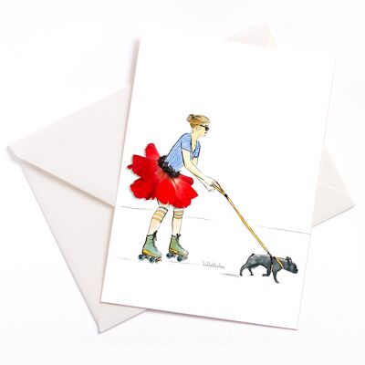 With Frenchie and 8 rolls - card with color core and envelope | 148