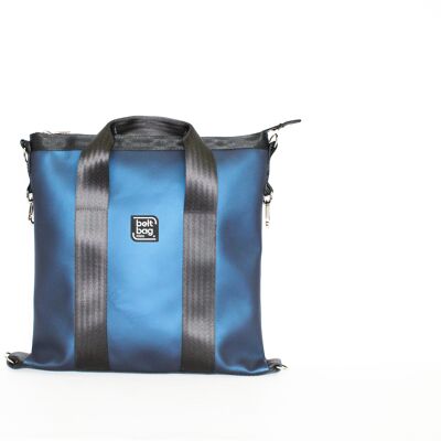 SMART MEDIUM blue satin backpack bag
