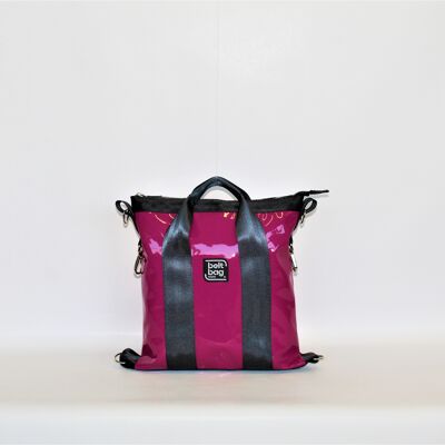Fuchsia lacquered SMART MINI backpack bag