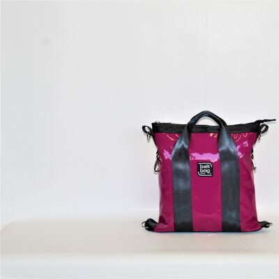 Fuchsia lacquered SMART MINI backpack bag