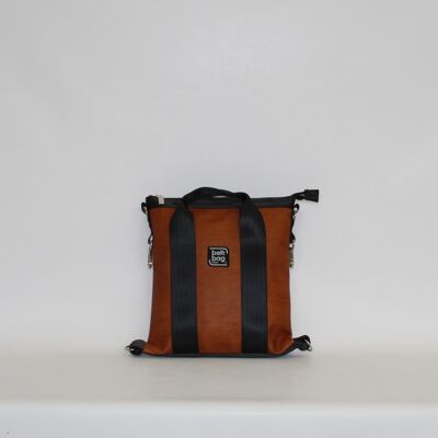 Brown leather SMART MINI backpack bag