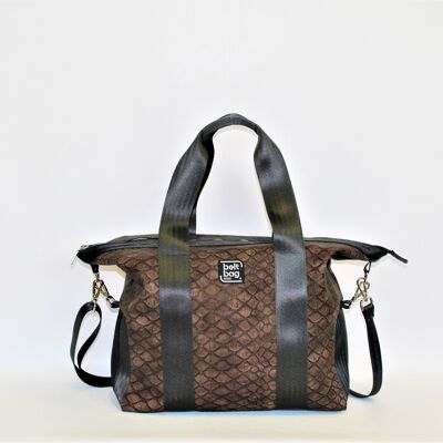 Bag with handles and shoulder strap brown crocodile print BAULETTO