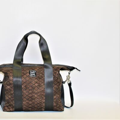 Bag with handles and shoulder strap brown crocodile print BAULETTO