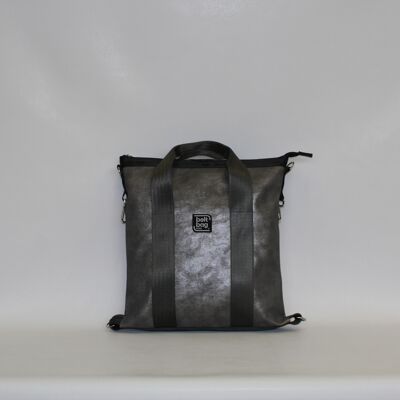 SMART MEDIUM gray mottled silver backpack bag