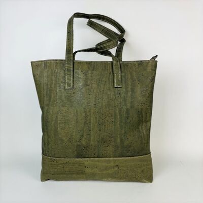 Tote bag olive green cork