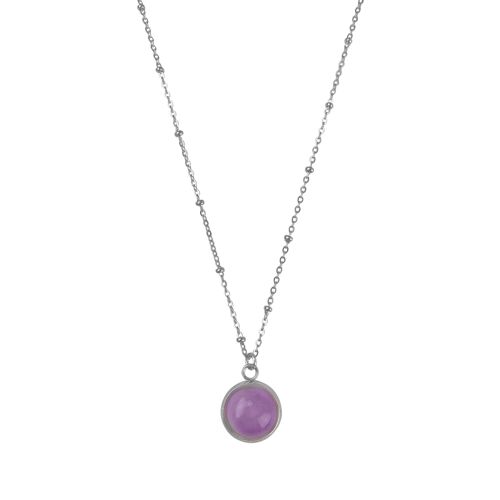 Necklace Amethyst Stone - Silver