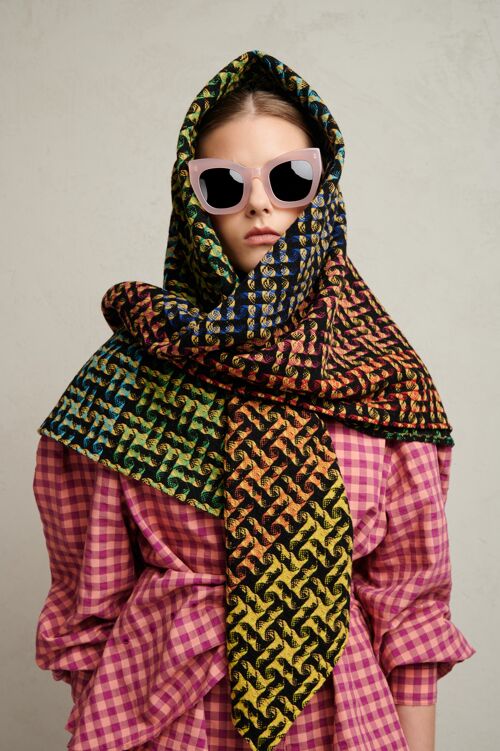 Vibrant Rebel Giga 1 Scarf, 115x115cm || WOOL Scarf, Scarf for everyday, fall scarf, LIMITED EDITION
