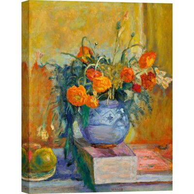 Impression sur toile : Pierre Bonnard, Renoncules dans un vase bleu