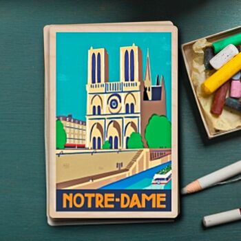 Carte postale en bois NOTRE-DAME PARIS Travel Art Card 1