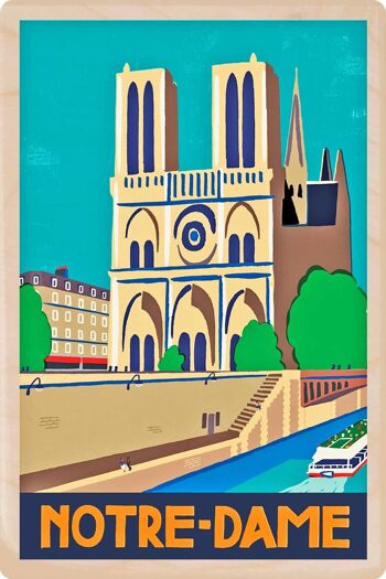 Carte postale en bois NOTRE-DAME PARIS Travel Art Card 2